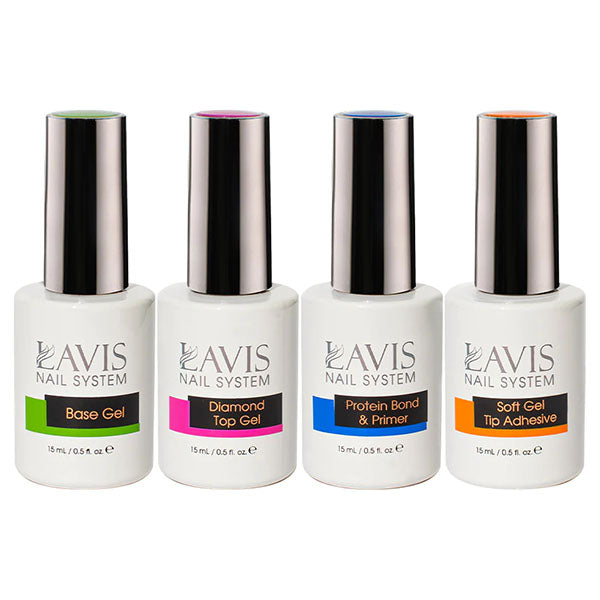 Lavis Gel Base, Diamond Top, Protein Bond & Primer, Soft Gel Tip Adhesive