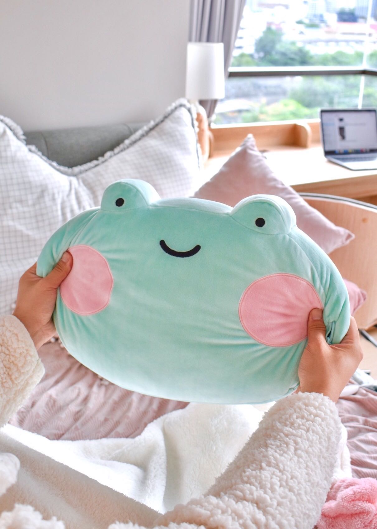 frog heating pad plush