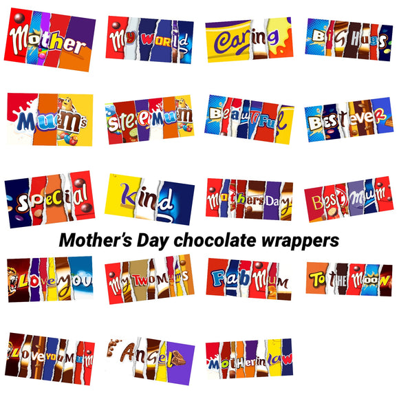 Mother’s Day chocolate bar wrappers gift personalised design multi listing