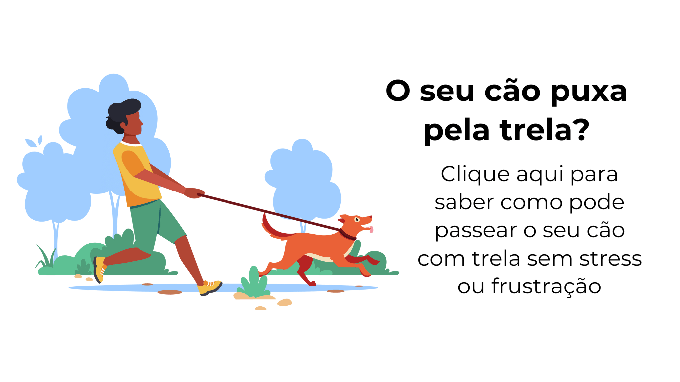 Desenho animado de um homem a ser puxado por um cão