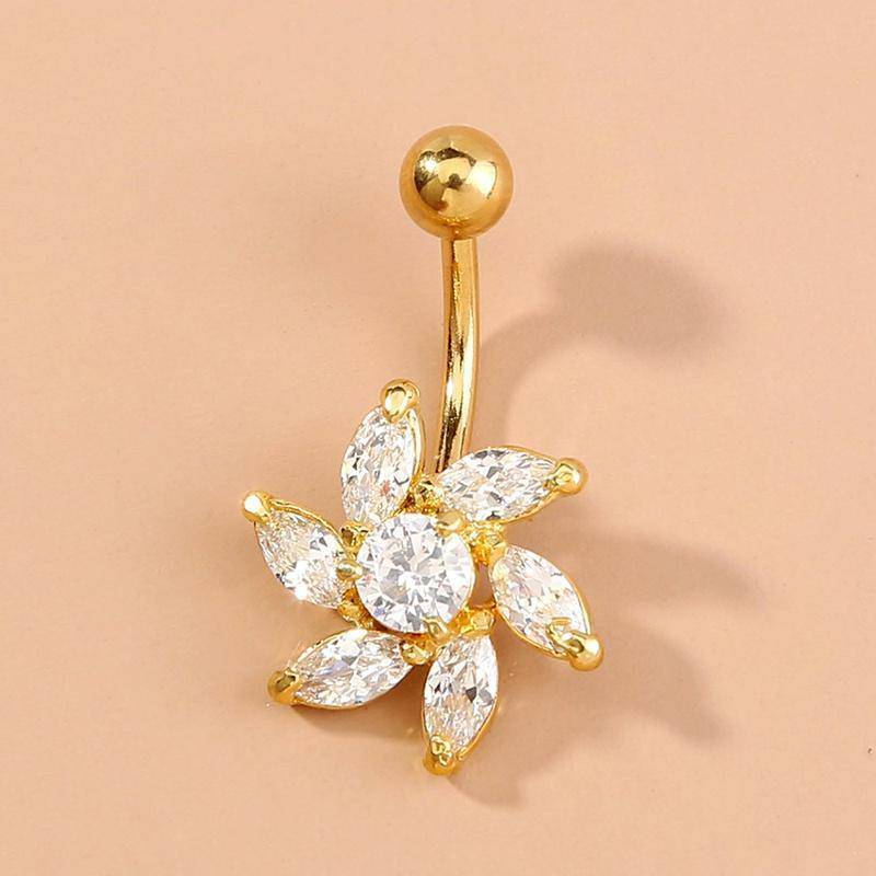 Jersey Shore Zircon Fashion Flowers Belly Button Buckle