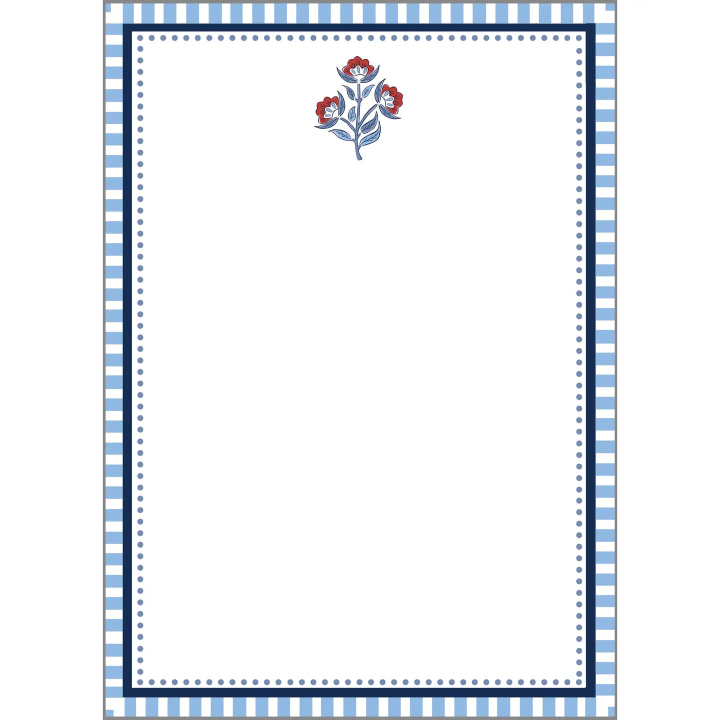 5x7 Red Floral Block Print Notepad