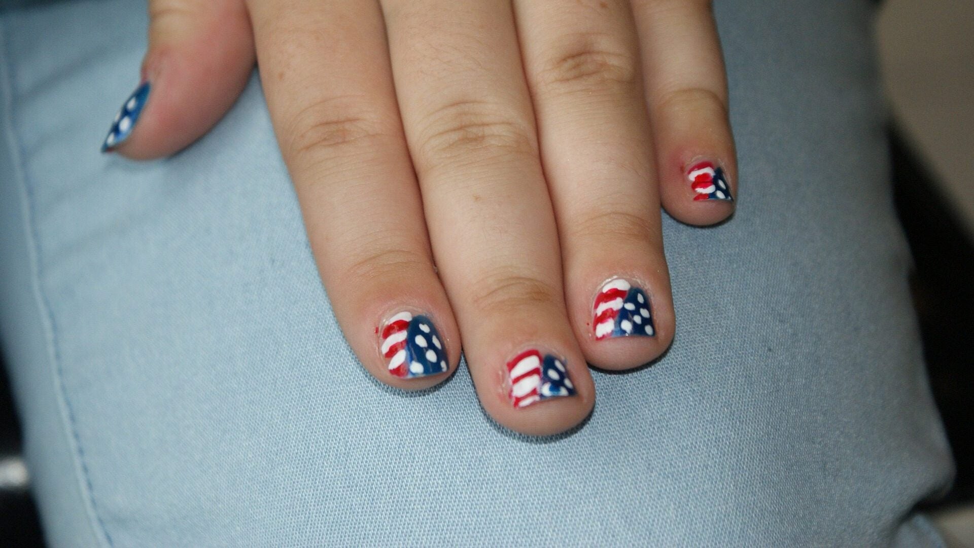 nails red white and blue