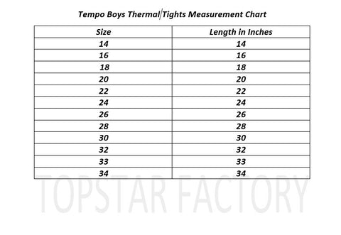 Tempo Kids Trouser Size Chart