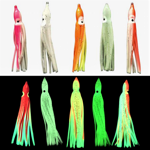 LUMINOUS LARGE HEAD. 12- 300mm OCTOPUS SKIRTS 4/8/12 Packs-Green