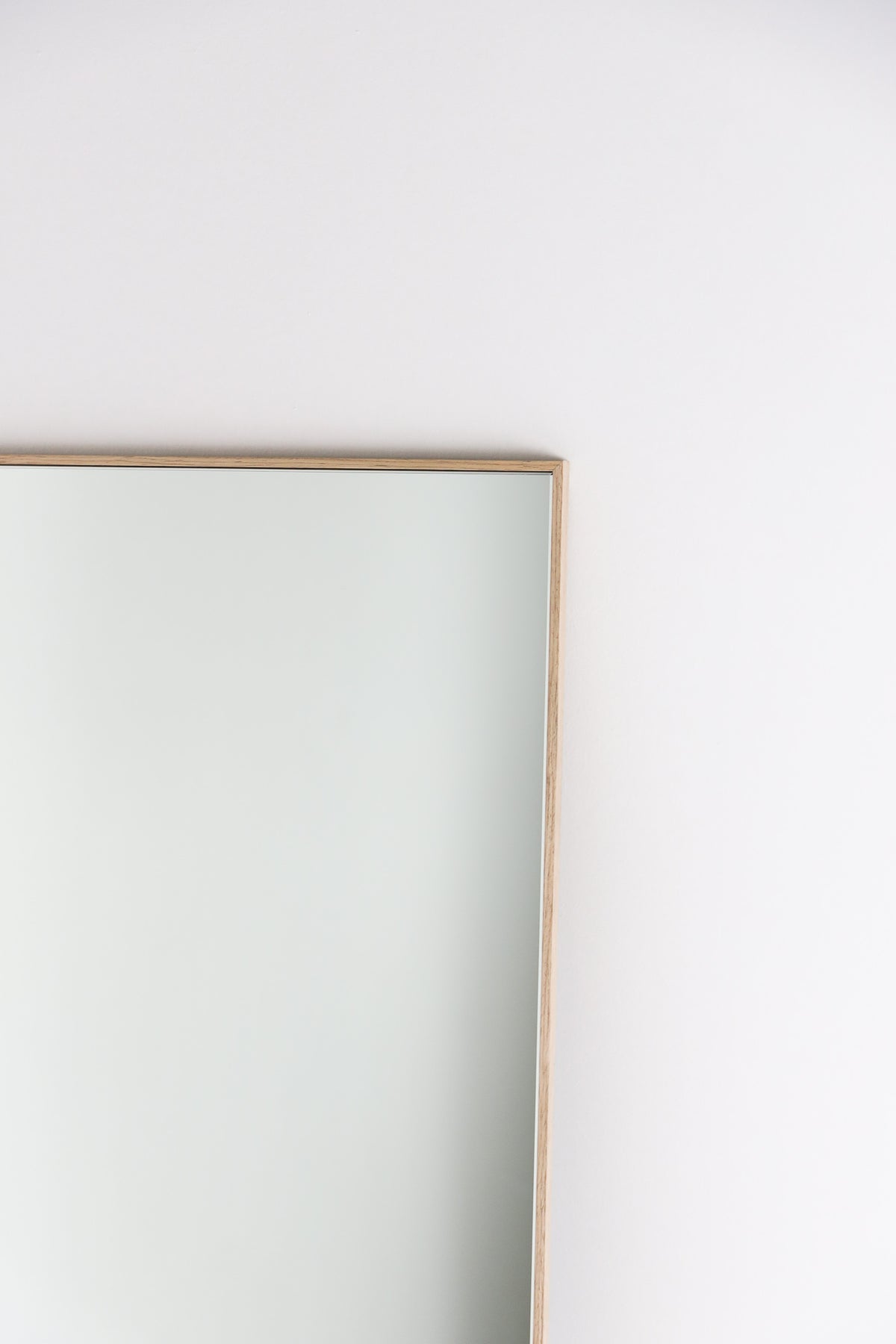 Light timber slim frame mirror