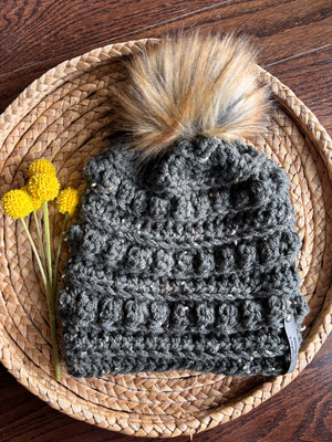 Olive tweed bobble beanie - Personalize it by Rhiannon