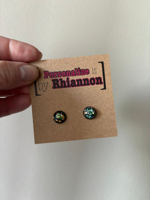 Black iridescent stud earrings - Personalize it by Rhiannon