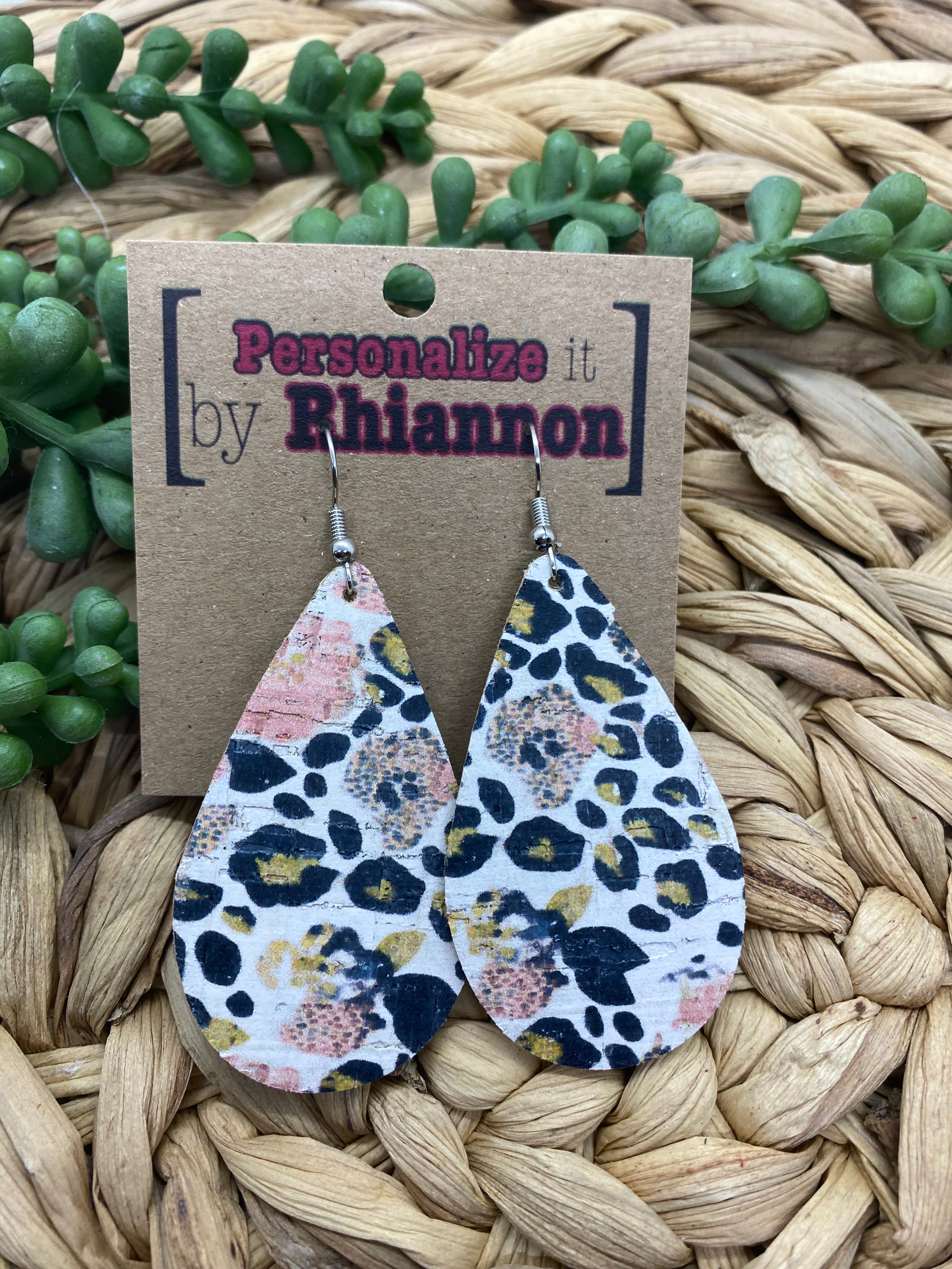 Cheetah posey large tear drop earrings