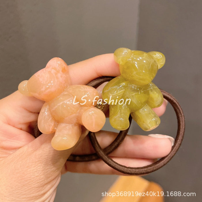 Wholesale candy color bear hair rope girl rubber band hair band JDC-HS-LiS006