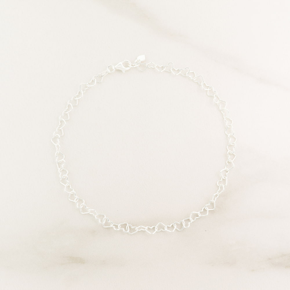 Sterling Silver 27cm heart chain anklet
