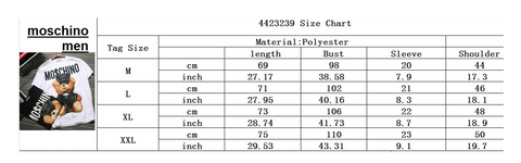 moschino men's size chart