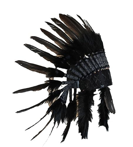 Black Native American-Inspired Headdress