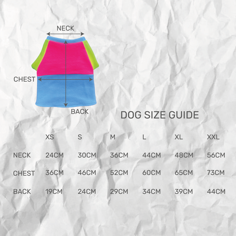 DOG FLEECE SIZE GUIDE