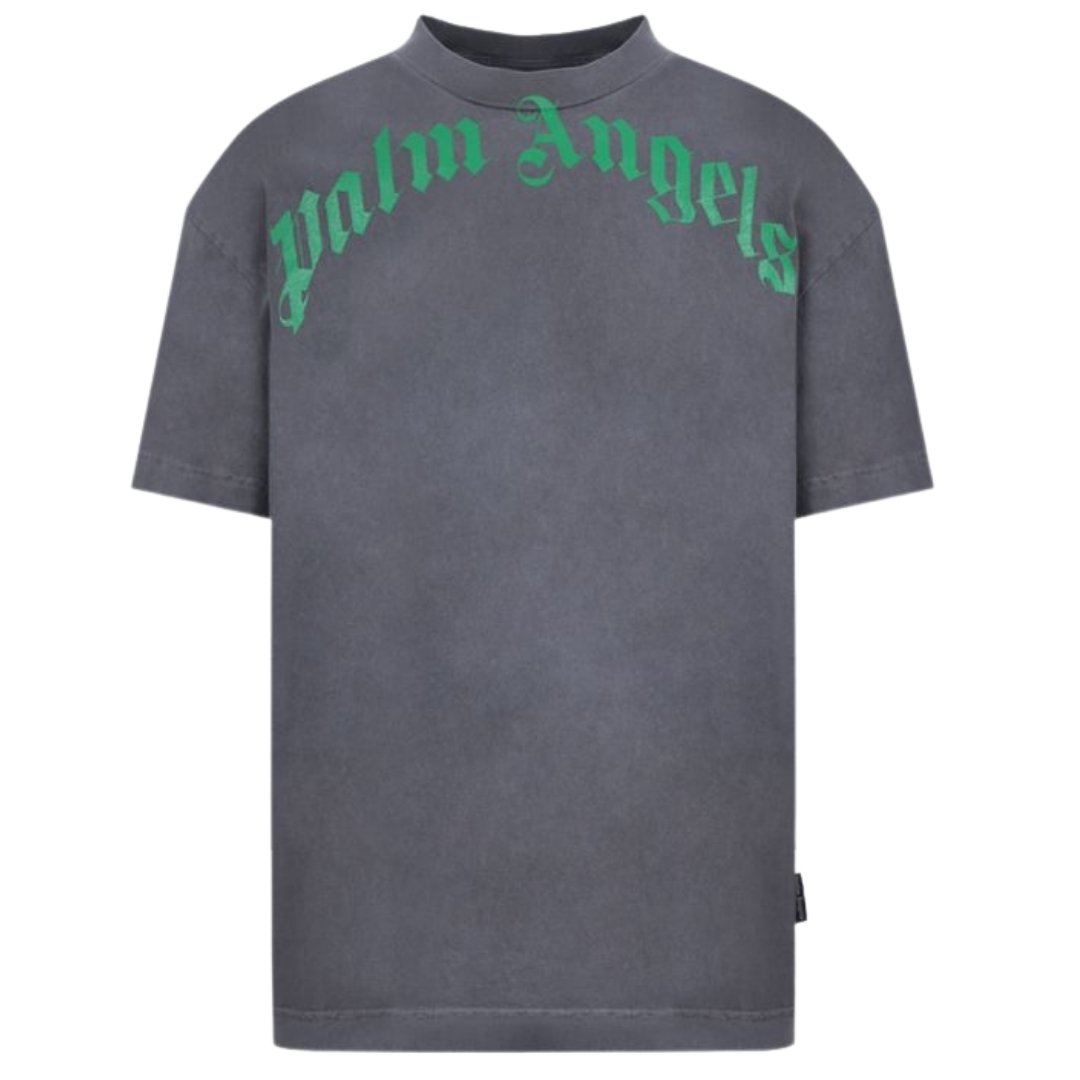 Palm Angels Curved Gothic Print Grey T-Shirt – Excentrique