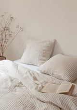 Beige Stripe Linen Pillowcase
