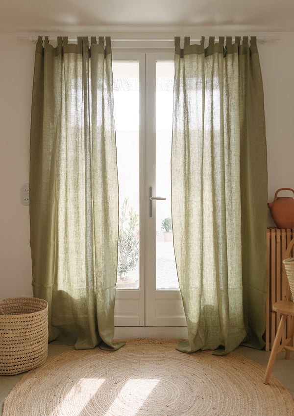 Linen Curtain Panel With Multi-functional Tape