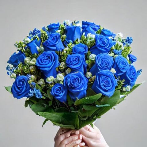 bouquet rose blue