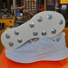 Load image into Gallery viewer, Nike Revolution 5 White Cricket Spikes
