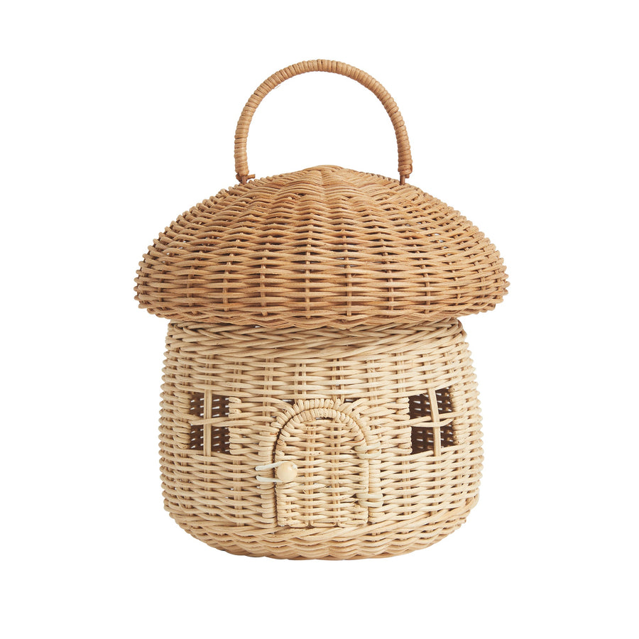 Wooden MUSHROOMS with WICKER BASKET rustic autumn decor – VINTARAMA