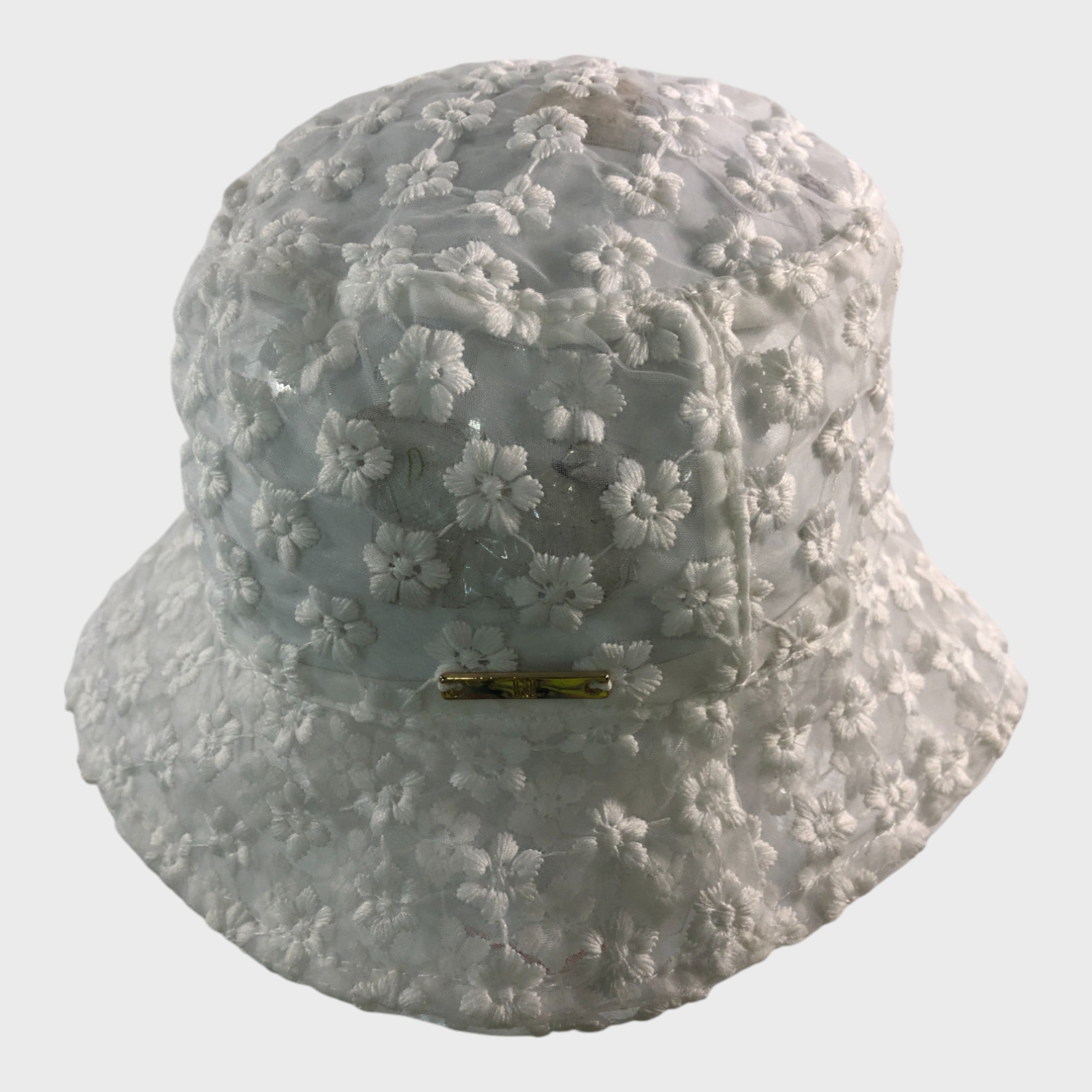  White Floral Bucket Hat - 1-5 Years