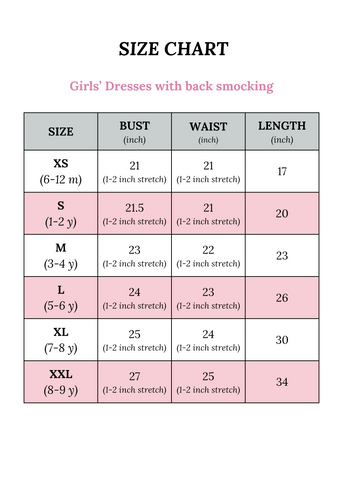 girl size chart