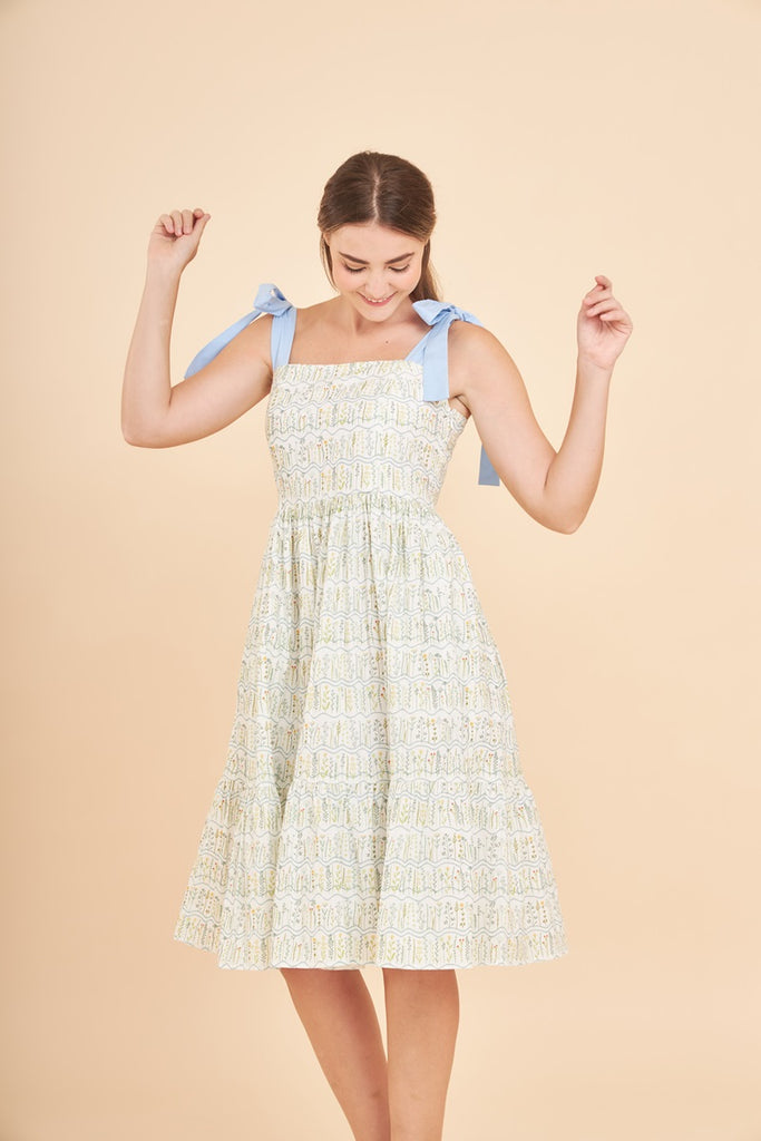 Julia Midi Dress with Nursing Zippers in Botanical Meadow