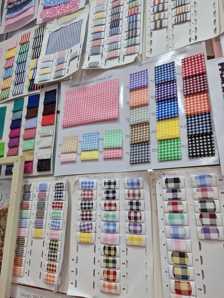 Gingham fabrics in a store at Phahurat Road 