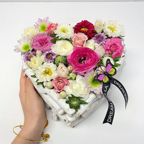 Purple Heart Box With Mixed Flowers – Dream Box LA