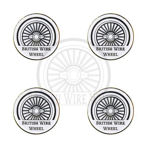 British Wire Wheel Gold & Black Metal Wire Wheel Chip Emblems