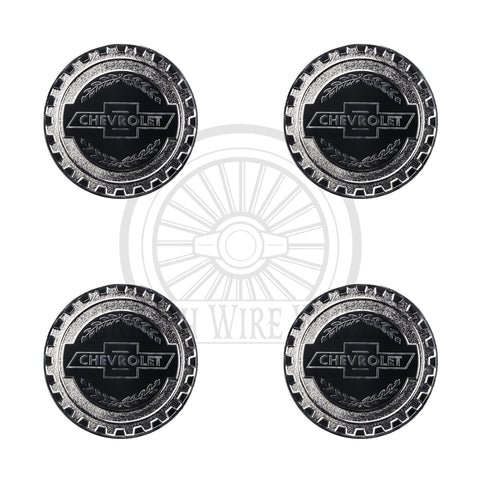 Zenith Chrome & Black Metal Wire Wheel Chip Emblems, Size 2.25