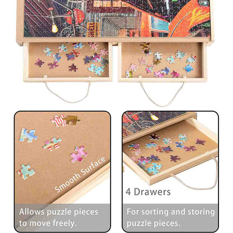 Wooden Jigsaw Puzzle Board, Portable Puzzle Table Puzzle Plateau with Smooth Surface