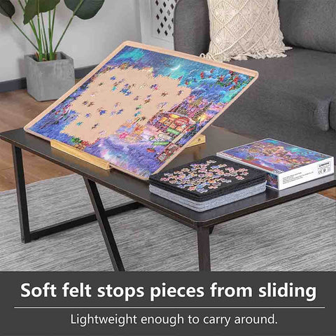 Puzzle Board Portable Felt Puzzle Mat with 6 Sorting Trays for Up to 1000  Pieces - Khaki