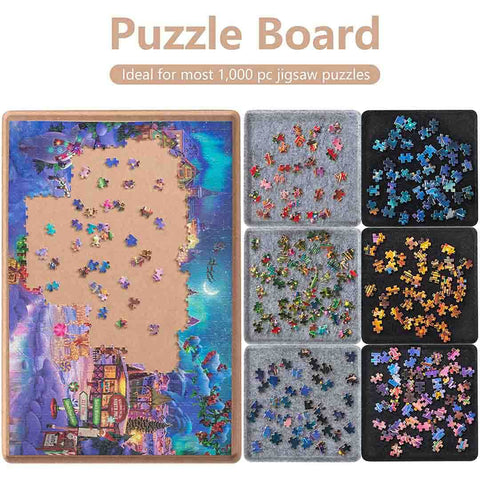 Jigsaw Puzzle Board Portable Felt Puzzle Mat Puzzle Storage Puzzle Saver with 6 Sorting Trays