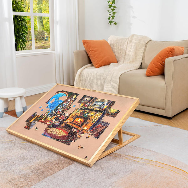 Lavievert Adjustable Jigsaw Puzzle Board with Wooden Cover, 5-Tilting-Angle Puzzle Easel for Adults