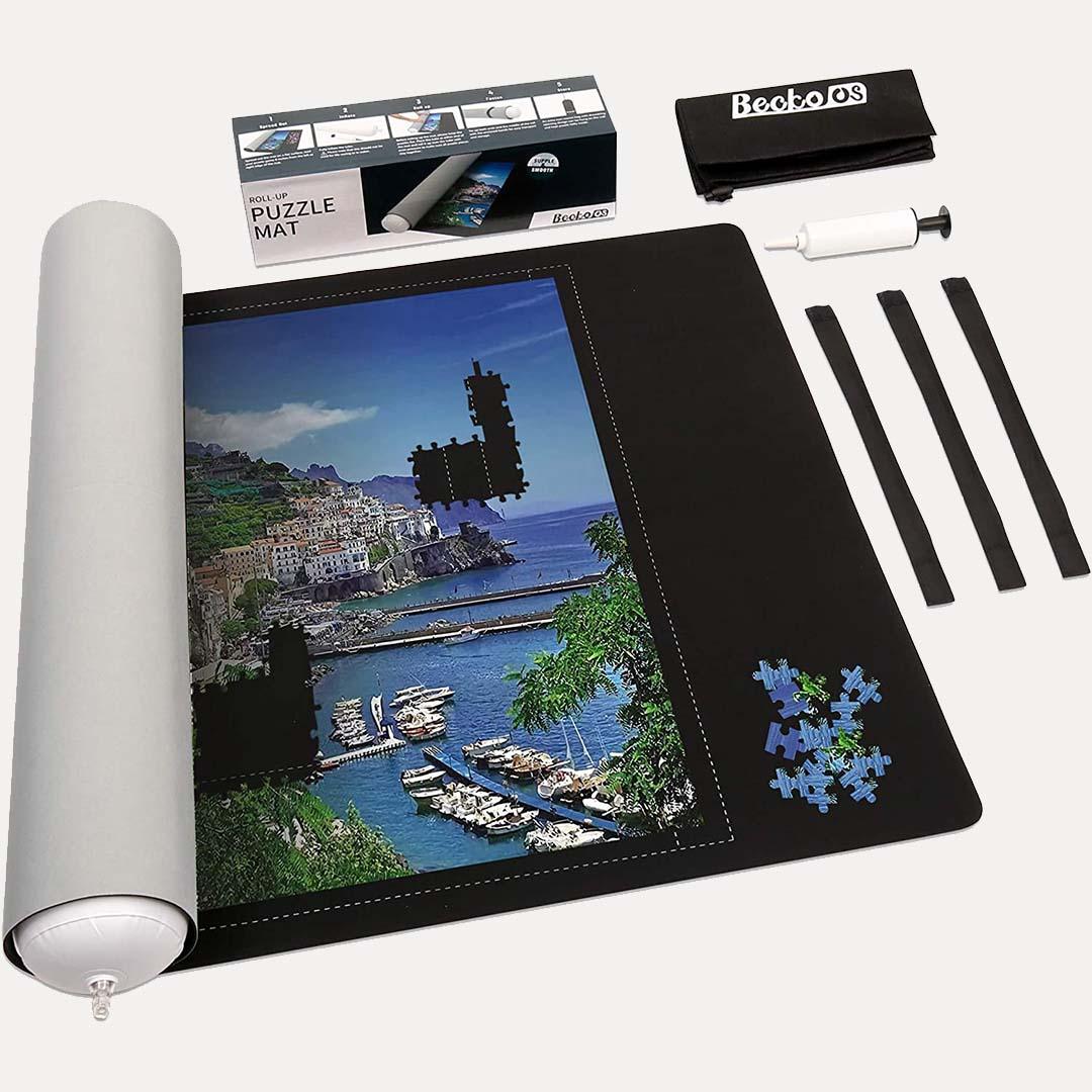 Double Sided Puzzle Mat Puzzle Roll Up for up to 1500 Pcs(Black/Gray)
