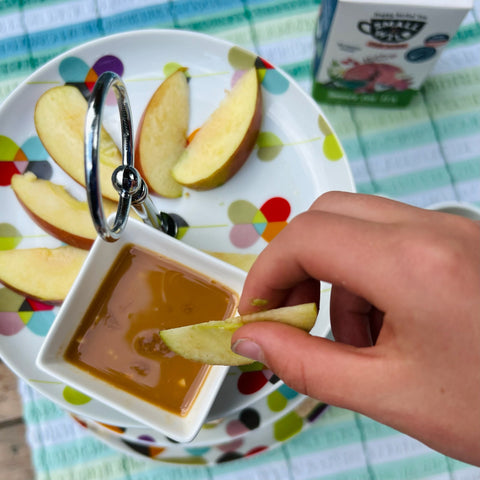 cut up apple with nut butter