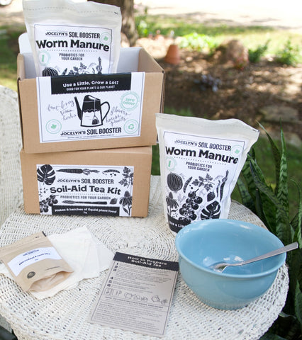 soil aid tea kit on garden table