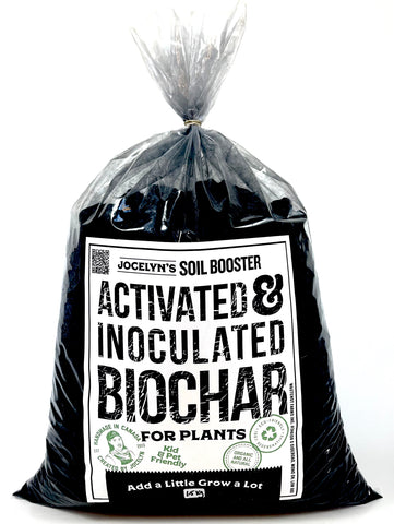 1.5 kg bag of Biochar on an all-white background