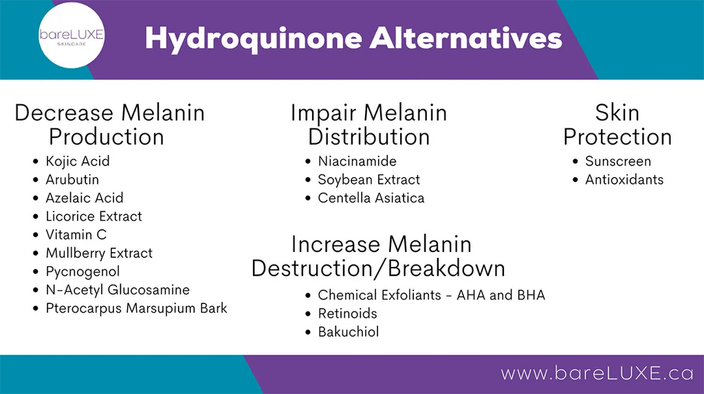 Hydroquinone alternatives - infographic by bareLUXE