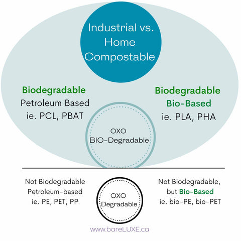 Biodegradable vs compostable infographic by bareluxe