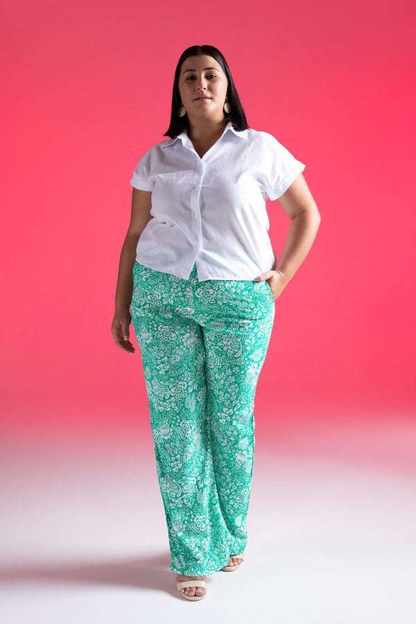 BEGONIA PRINT VISCOSE TROUSERS MintLilac Malìparmi  Shop online