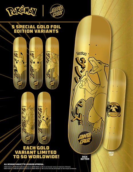 Santa Cruz Skateboards & Pokemon Gold Foil Decks