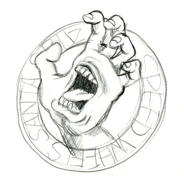Screaming Hand Santa Cruz Logo Early Mock 1