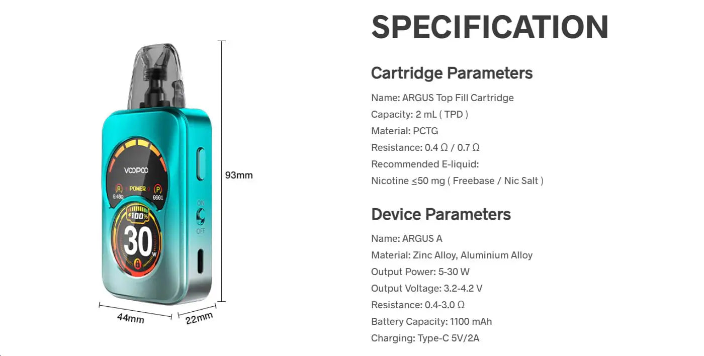 specifications of voopoo argus a