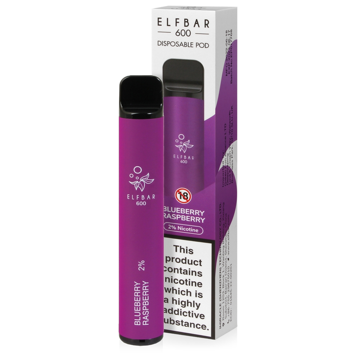 Elf Bar 600 Blueberry Raspberry Disposable Vape — Uk 6494