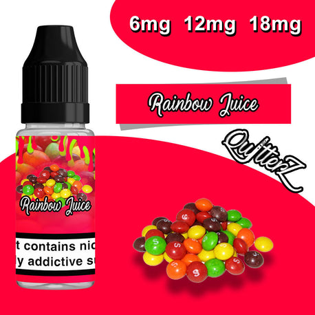 QuitterZ Rainbow Juice 10ml e væske Høy PG 70Pg 30Vg