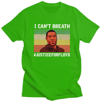 Retro Black Live Matter T Shirt Men 100% Cotton I Can't Breathe T-shirt Short Sleeve Justice For Floyd Tee Tops Fit Clothing - rastafarimarket