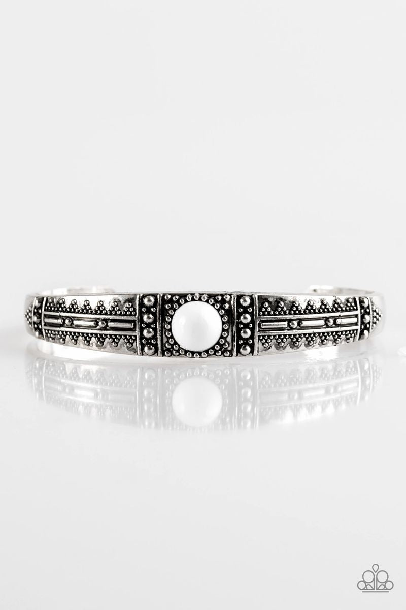 Singing Sahara - White - Paparazzi Cuff Bracelet #807 (D)