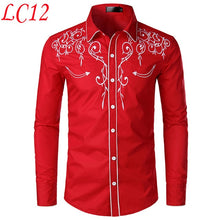 Load image into Gallery viewer, Stylish Western Cowboy Shirt Men Brand Design Embroidery Slim Fit Casual Long Sleeve Shirts Mens Wedding Party Shirt for Male - Sparkling Evy
